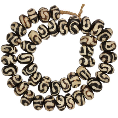Large Kenya Bone Beads - African Batik Trade Beads 22-26Mm