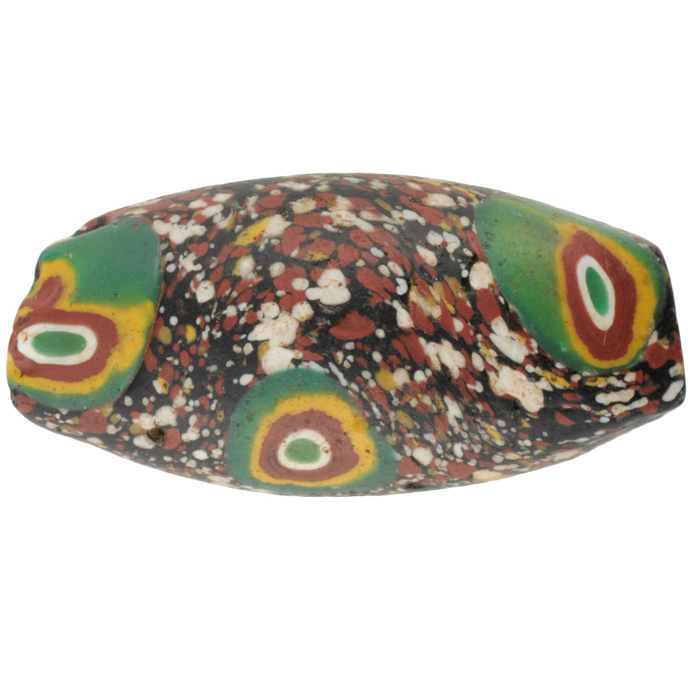 Rare Large Antique Oval Venetian Millefiori Mosaic Glass Trade Bead