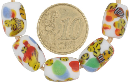 Vintage Oval Millefiori Czech Mosaic Glass Trade Beads, 13Mm - alternate view