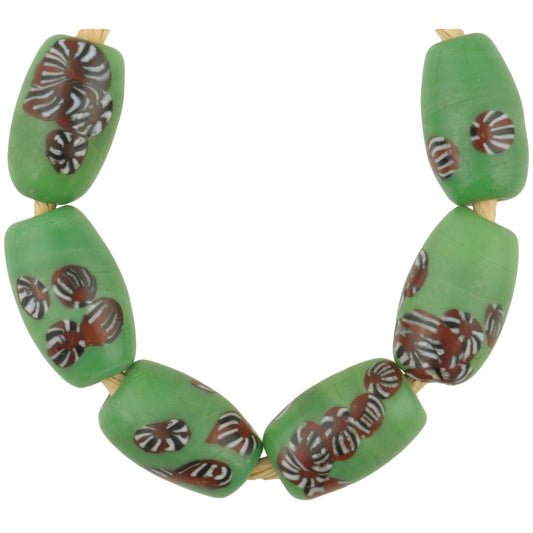 Vintage Oval Millefiori Mosaic Czech Glass African Trade Beads