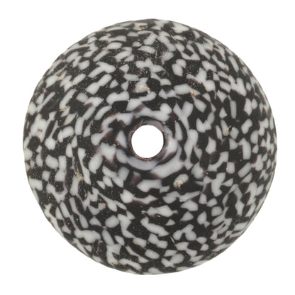 Large African Bicone Glass Bead, Recycled Seed Beads, Chevron Decor - close-up