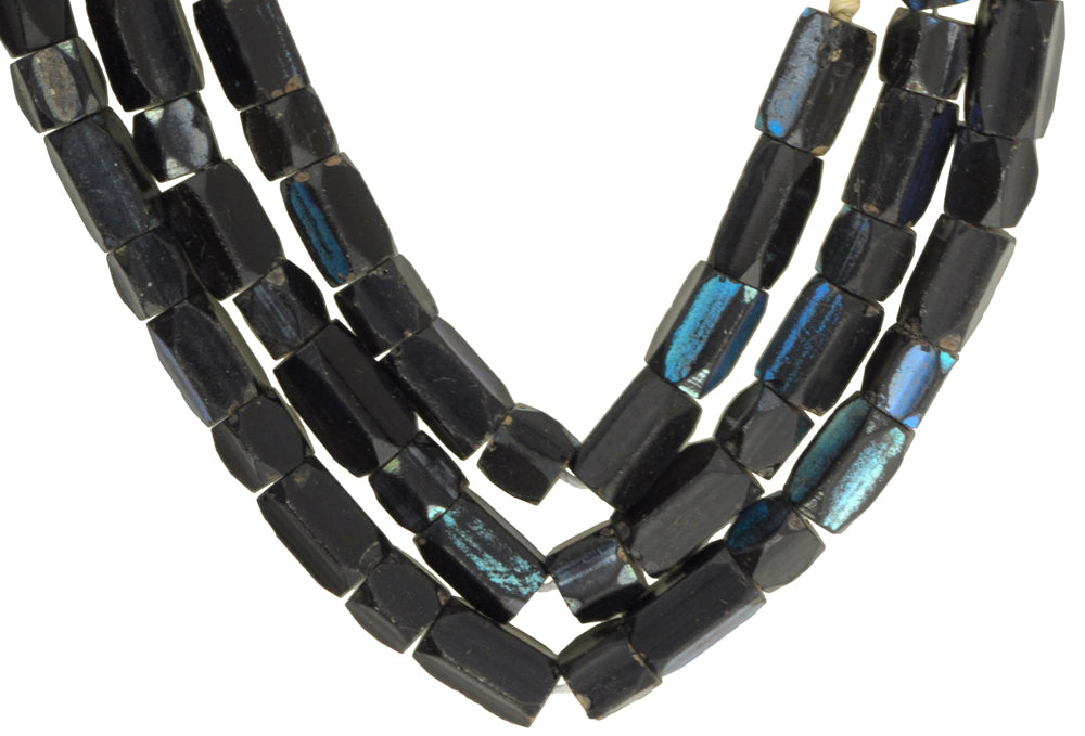 Fumed Faceted Vintage Czech Glass Trade Beads - 27" Strand - close-up