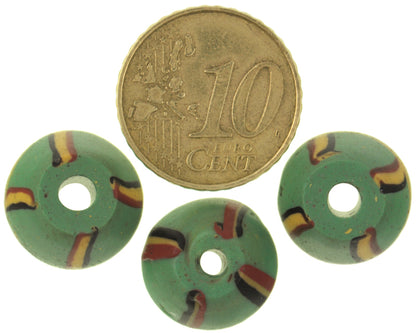 Antique Green Bicone Venetian Lampwork Beads - African Trade - alternate view