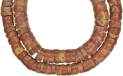 Large African Bauxite Trade Beads - Ghana Tribal Stone Strand - close-up