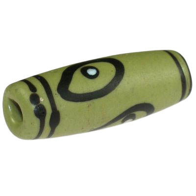 Rare Old Green "Eye" Venetian Lampwork Bead With Trail Decoration