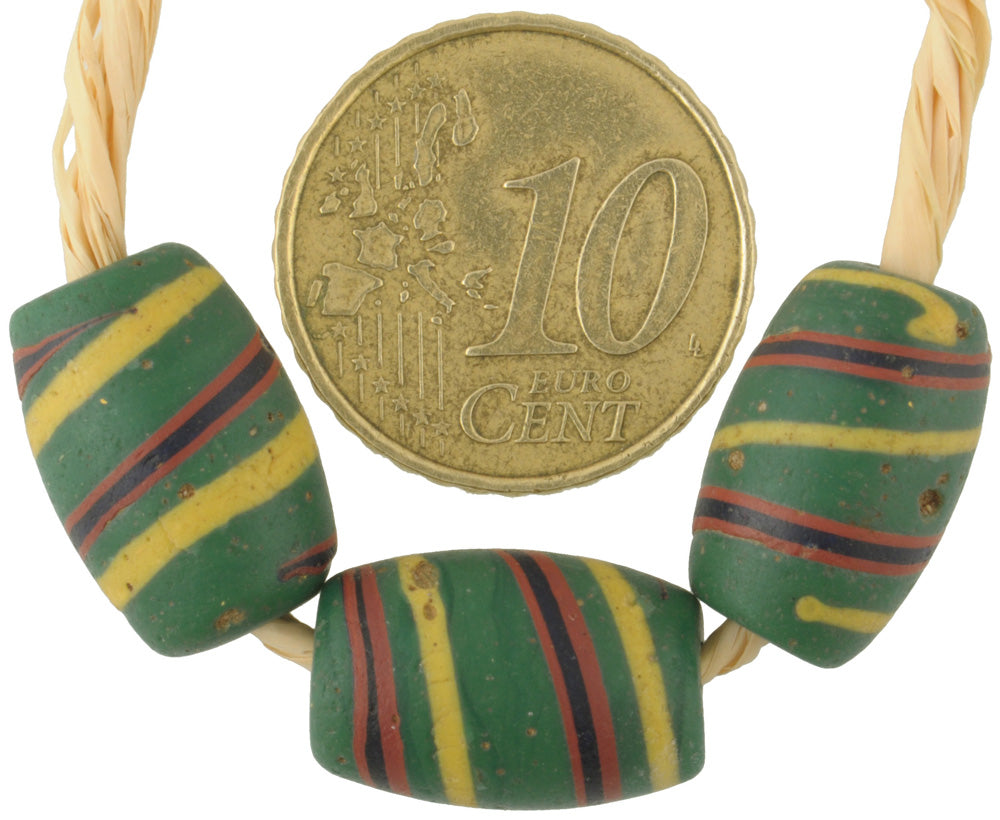 Antique Rare Swirl Venetian Lampwork Glass Trade Beads 15-16Mm - alternate view