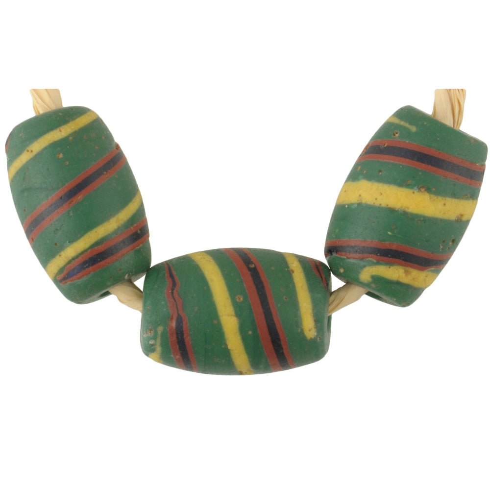 Antique Rare Swirl Venetian Lampwork Glass Trade Beads 15-16Mm