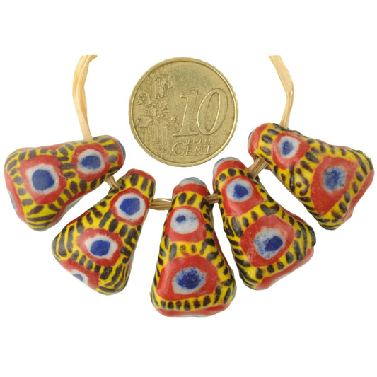 Large Polychrome Kiffa Beads - Handmade Mauritanian Powder Glass