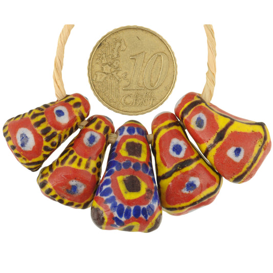 Large Polychrome Kiffa Beads - Handmade Mauritanian Glass Beads - alternate view
