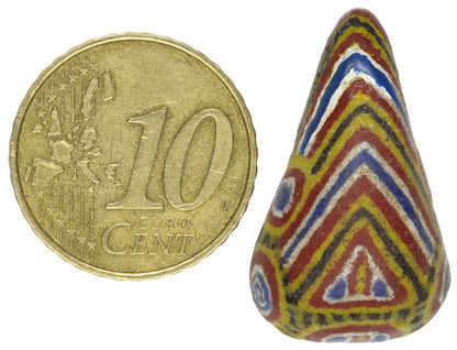 Rare Large Polychrome Kiffa Glass Trade Bead - Mauritania - zoomed-in detail