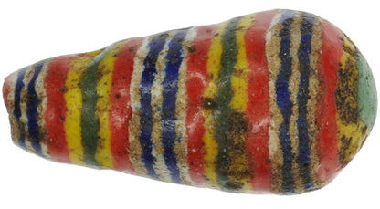 Large Old Polychrome Kiffa African Glass Trade Bead - zoomed-in detail
