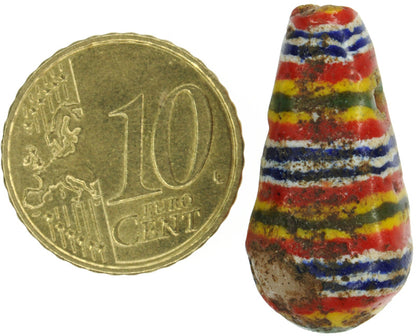 Large Old Polychrome Kiffa African Glass Trade Bead - angled shot
