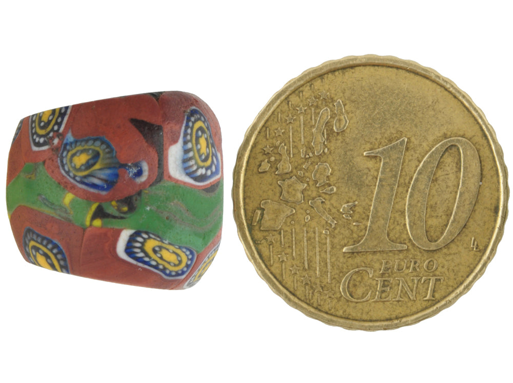 Rare Large Antique Venetian Millefiori Mosaic Glass African Trade Bead - close-up