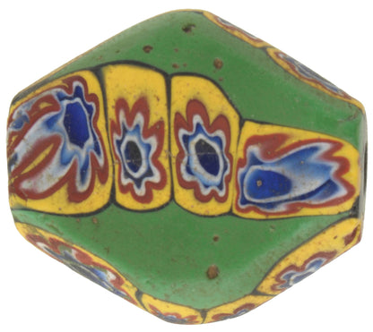 Antique Large Tabular Millefiori Mosaic Glass African Trade Bead, Early 1900S - close-up