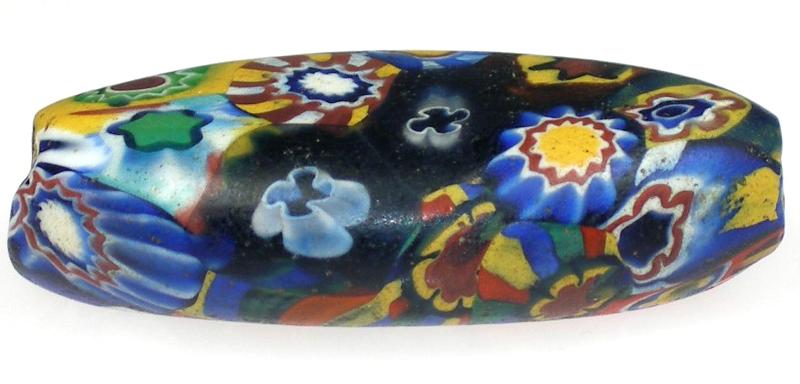 Rare Large Multimurrine Tabular Antique Millefiori Venetian Trade Bead - zoomed-in detail