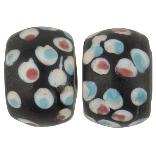 Rare Large "Thousand Eyes" Antique Venetian Wound Glass Trade Beads - 13X9Mm