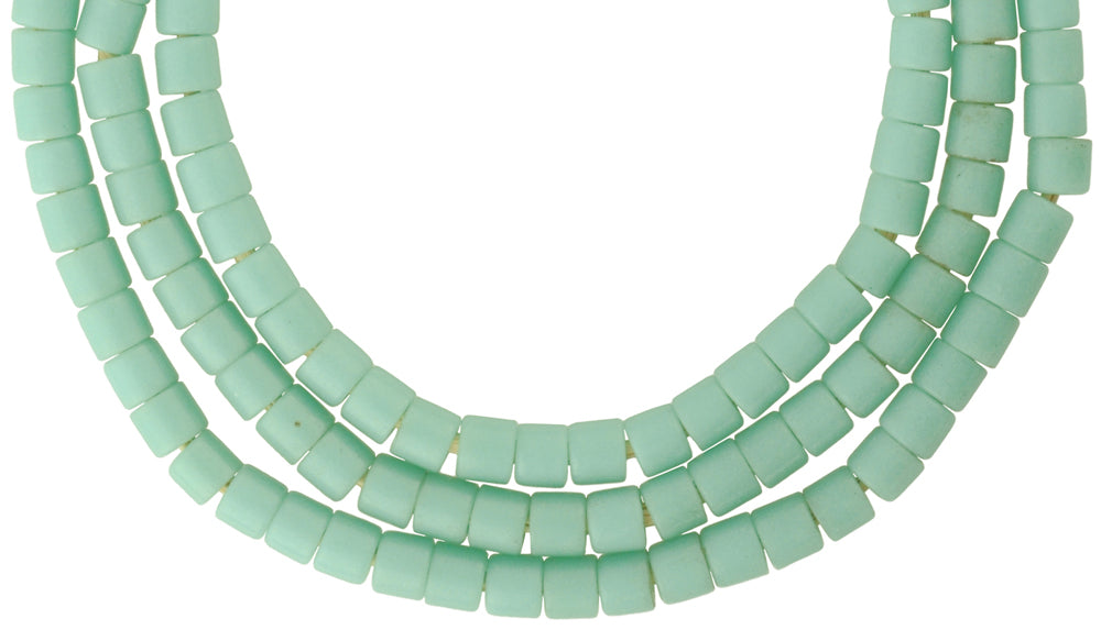 Vintage Medium-Sized Tile Czech Glass Trade Beads Strand - alternate view