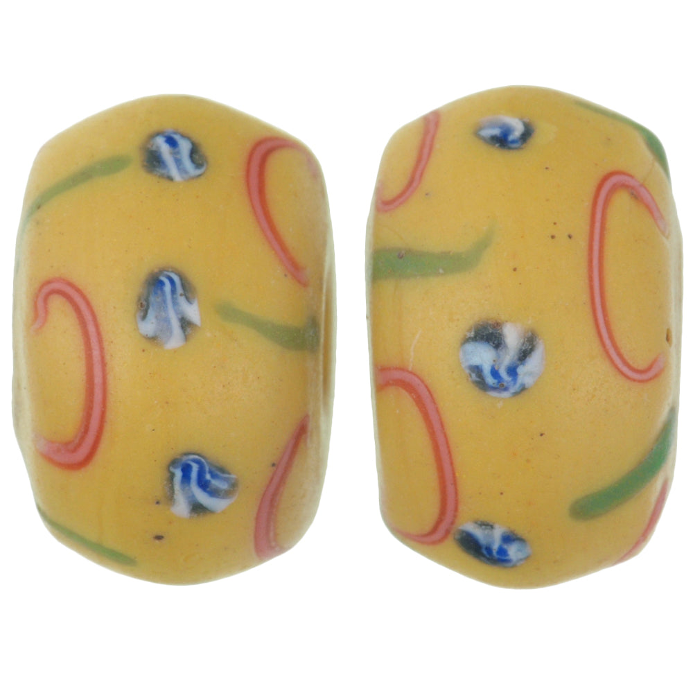 Beautiful Large Antique Venetian Lampwork Glass Trade Beads, 17X11Mm