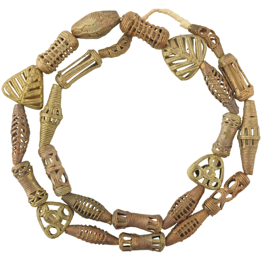Handmade African Brass Beads From Ghana - 28" Lost Wax Strand