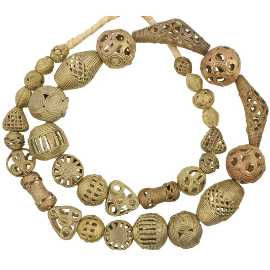 Handmade African Brass Beads Strand - Ghana Lost Wax 27" (68.5 Cm)