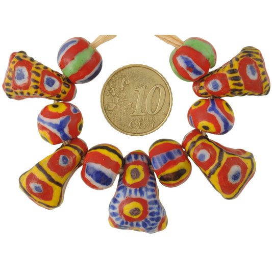 Large Polychrome Kiffa Beads - Handmade Mauritanian Glass Beads