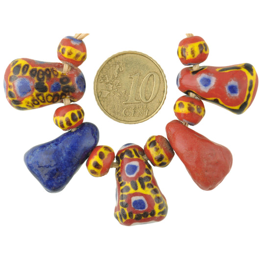 Polychrome Kiffa Glass Trade Beads From Mauritania - 11 Pc Set