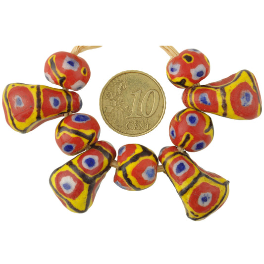 Rare Large Polychrome Kiffa Beads - Handcrafted Mauritanian Beads