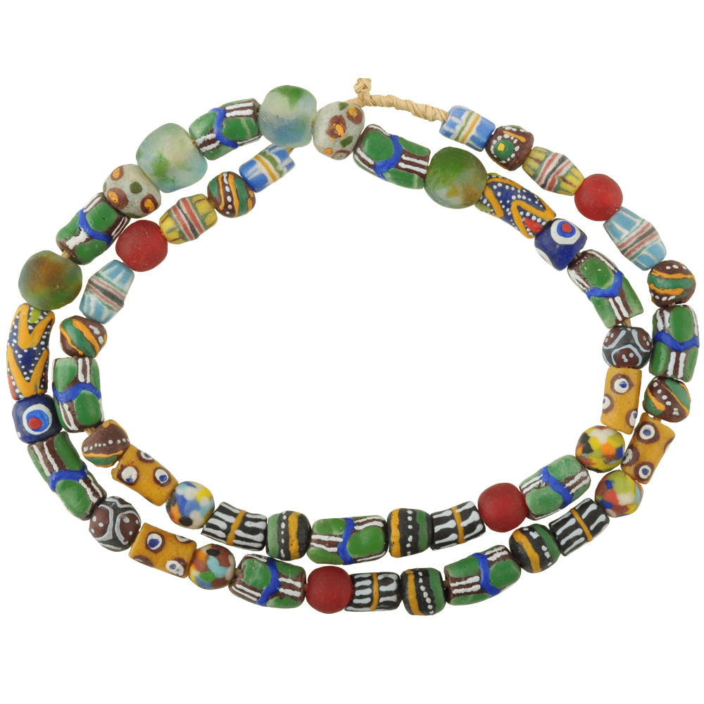African Trade Beads: Krobo Recycled Glass Beads 8-14Mm Strand