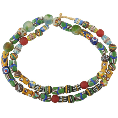 African Trade Beads: Krobo Recycled Glass Beads 8-14Mm Strand