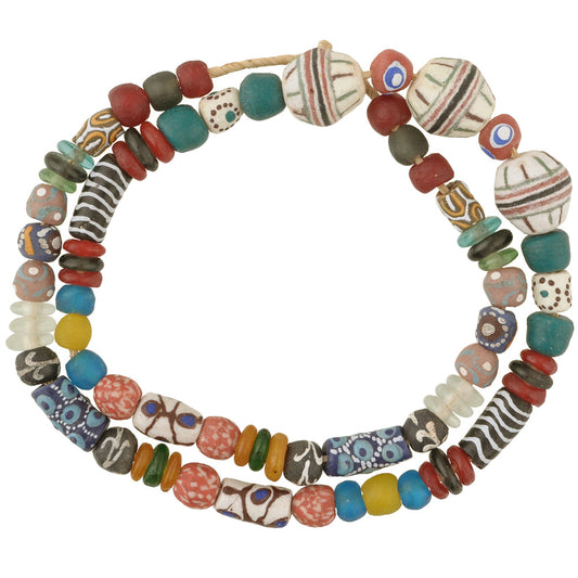 African Trade Beads - Krobo Recycled Glass Beads, 9-21Mm Strand