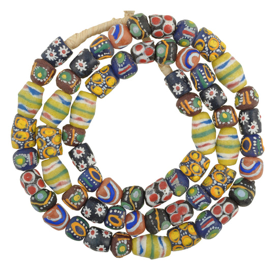 African Trade Beads - Krobo Glass Powder Beads From Ghana 9-11Mm