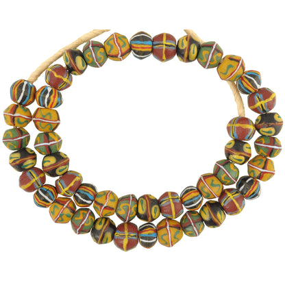Vibrant African Powder Glass Beads, Imitating Venetian King Beads