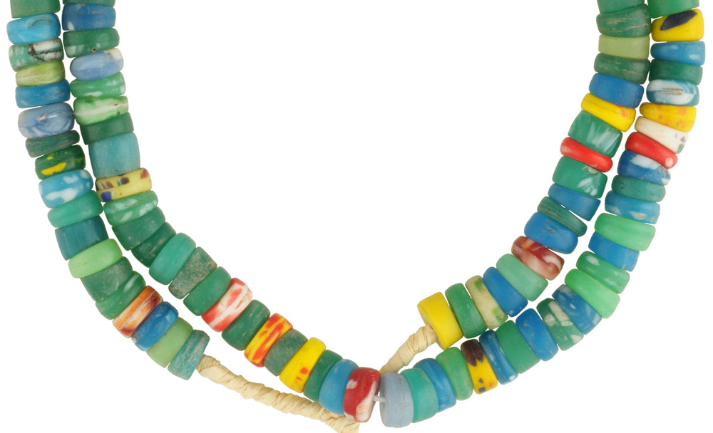 Vintage African Trade Beads: 9-10Mm Molded Bohemian Glass Strand - alternate view