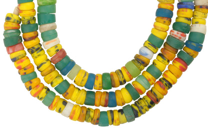 Vintage Bohemian Glass Trade Beads, 8-9Mm Molded Czech Strand - close-up