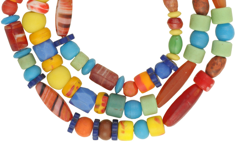 Vintage African Trade Beads: Old Bohemian Czech Glass Strand - close-up