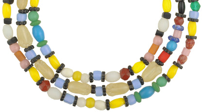 Old Bohemian Glass Trade Beads - Vintage African Czech Strand - close-up