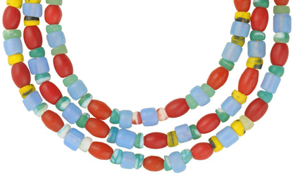 Vintage African Trade Beads - Old Bohemian/Czech Glass Mix, 27.5" - close-up
