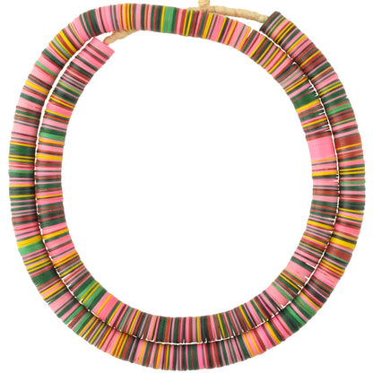 Rare Old Bohemian Czech Vulcanic Disks African Trade Beads 26.5"