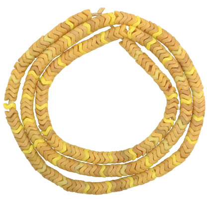 Vintage Yellow Snake Chain Bohemian/Czech Glass Trade Beads, 6Mm