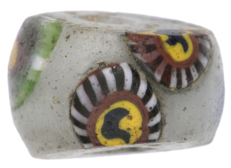 Rare Antique Murano Bird Venetian Millefiori Trade Bead, 15X9Mm - close-up