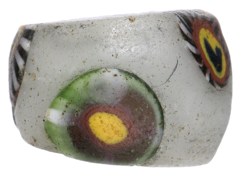 Rare Antique Murano Bird Venetian Millefiori Trade Bead, 15X9Mm - zoomed-in detail