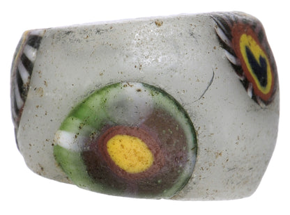 Rare Antique Murano Bird Venetian Millefiori Trade Bead, 15X9Mm - zoomed-in detail