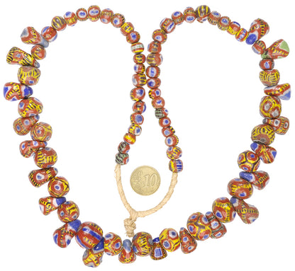 Vibrant Kiffa Glass Beads - Handmade African Trade Beads - close-up