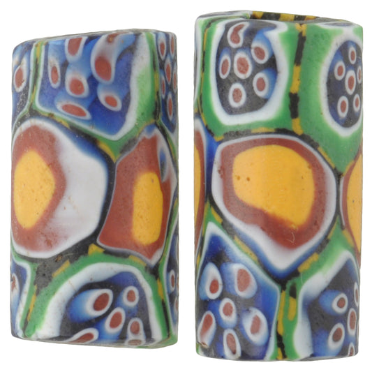 Antique Peacock Millefiori Venetian Mosaic Glass Trade Beads