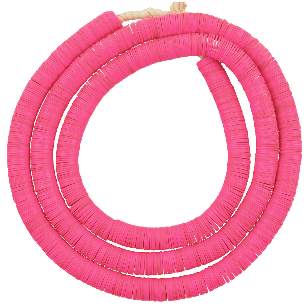 Old Bohemian/Czech Pink Vulcanic Disk African Trade Beads, 8Mm