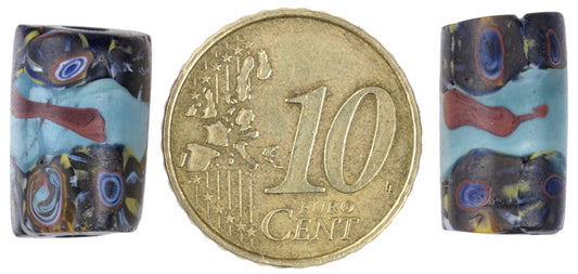 Rare Antique Banded Millefiori Venetian African Trade Beads 16X10Mm - alternate view