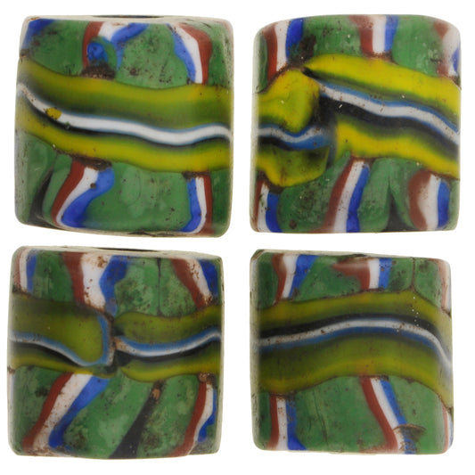 Rare Old Banded Venetian Millefiori Mosaic Glass Trade Beads - 11Mm