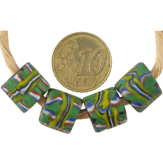 Rare Old Banded Venetian Millefiori Mosaic Glass Trade Beads - 11Mm - alternate view