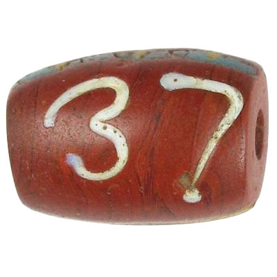 Rare Fancy Brick Venetian Lampwork Trade Bead With Trail Decoration
