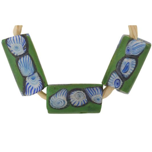 Antique Venetian Millefiori Mosaic Trade Beads - Rare 19-20Mm Pair